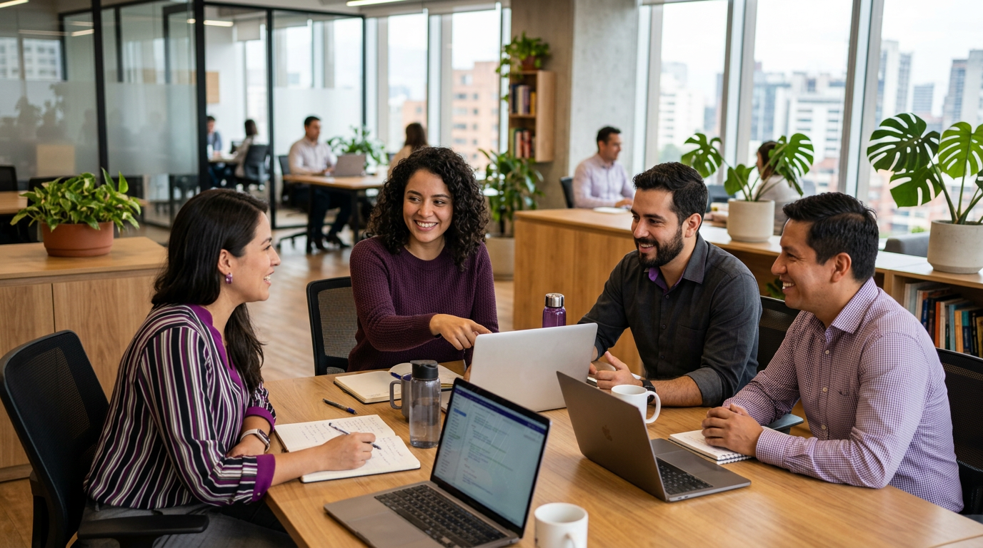Equipo Poli Devs en reunión de trabajo